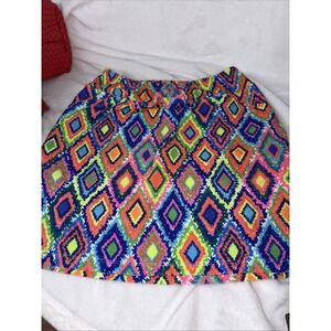 B Skinz Women's Tennis Skirt Skort Med Golf Pickleball Pull On Neon Geo Athletic